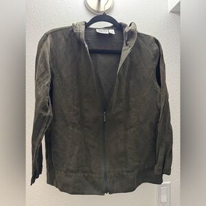 Chico's Design Dark Green Linen Silk Blend Jacket